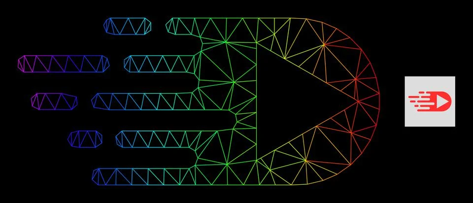 Spectral Gradient Polygonal Mesh Play Function Icon Stock Illustration