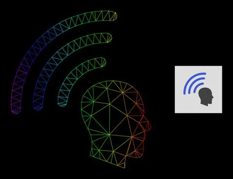 Spectral Gradient Polygonal Mesh Telepathy Waves Icon Illustrazione stock