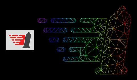 Spectral Gradient Polygonal Net Condom Icon Stock Illustration