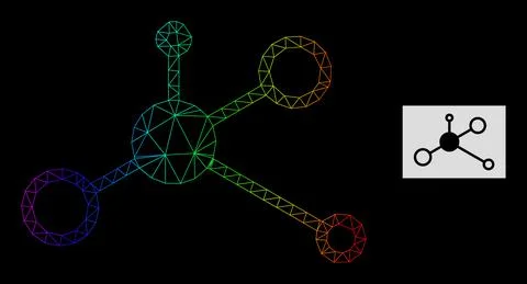 Spectral Gradient Polygonal Net Masternode Icon Stock Illustration