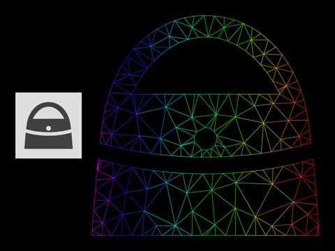 Spectral Gradient Polygonal Net Shopping Bag Icon Stock Illustration