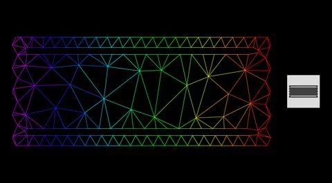 Spectral Gradient Polygonal Net Ticket Template Icon Ilustração Stock