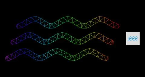 Spectral Gradient Polygonal Net Water Waves Icon 스톡 일러스트