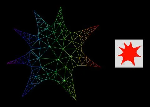 Spectral Gradient Polygonal Network Boom Splash Icon イラスト素材