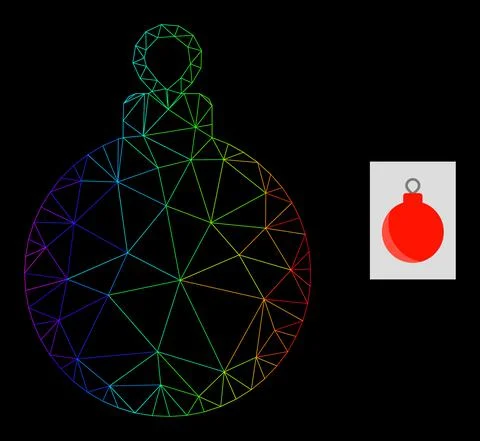 Spectral Gradient Polygonal Network Christmas Ball Icon Stock Illustration