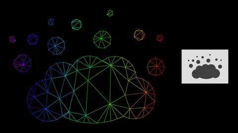 Spectral Gradient Polygonal Network Cloud Emission Icon イラスト素材