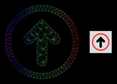 Spectral Gradiented Polygonal Mesh Up Pointer Icon Stock Illustration