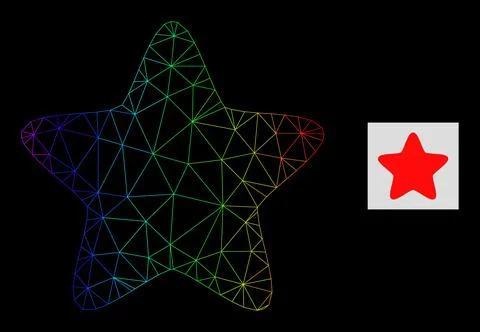 Spectral Gradiented Polygonal Mesh Red Star Icon 스톡 일러스트