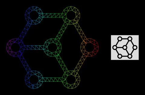 Spectral Gradiented Polygonal Net Blockchain Icon Illustrazione stock
