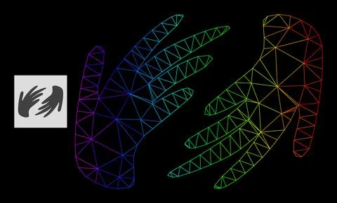 Spectral Gradiented Polygonal Net Hands Icon 스톡 일러스트