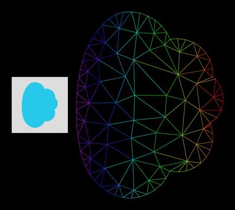 Spectral Gradiented Polygonal Network Cloud Icon Stockillustratie