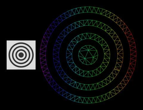 Spectral Gradiented Polygonal Network Concentric Circles Icon Stockillustratie