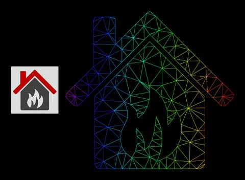 Spectral Gradiented Polygonal Network Kitchen Building Icon Ilustración de archivo