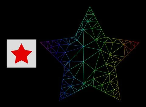 Spectral Gradiented Polygonal Network Red Star Icon Illustrazione stock