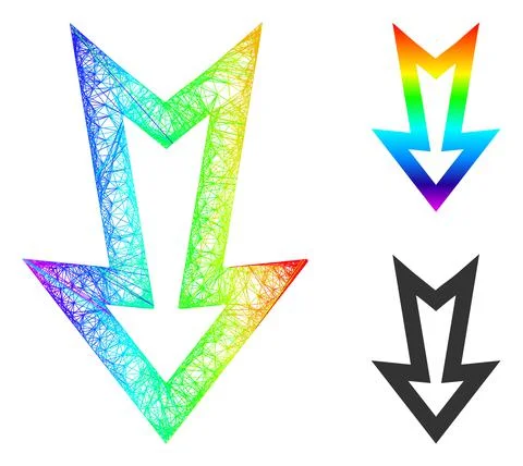 Spectral Hatched Gradient Arrow Down Icon 库存插图