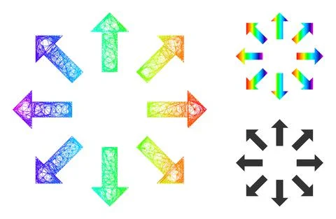 Spectral Hatched Gradient Explode Arrows Icon 스톡 일러스트