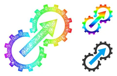 Spectral Hatched Gradient Gear Integration Icon 스톡 일러스트