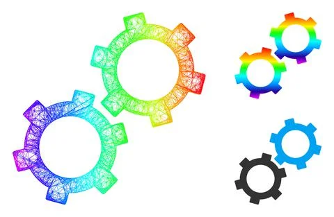 Spectral Hatched Gradient Gears Icon Stock Illustration