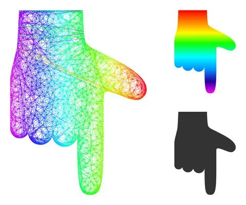 Spectral Hatched Gradient Hand Pointer Down Icon Stock Illustration