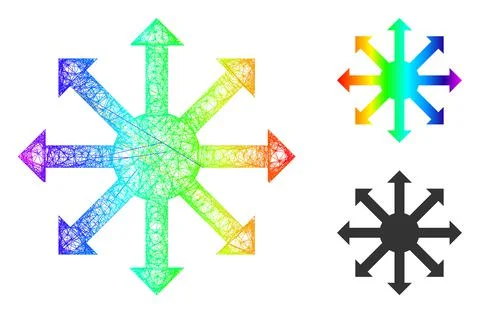 Spectral Hatched Gradient Radial Arrows Icon Stock Illustration