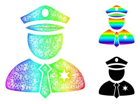 Spectral Linear Gradient Police Guy Icon Stock Illustration