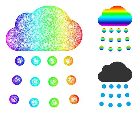 Spectral Linear Gradient Rain Cloud Icon Stock Illustration