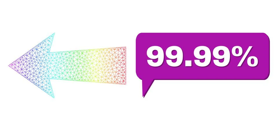 Spectral Mesh Gradient Arrow Left Icon and 99.99% Message Bubble with Shadow イラスト素材