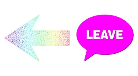 Spectral Mesh Gradient Arrow Left Icon and Leave Speech Cloud with Shadow イラスト素材