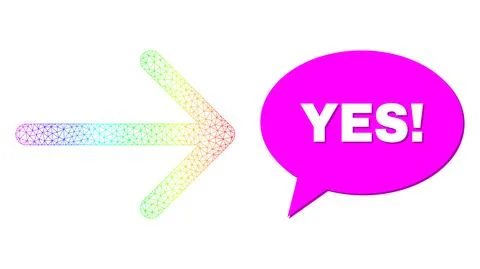 Spectral Mesh Gradient Arrow Right Icon and Yes! Message Frame with Shadow Illustrazione stock