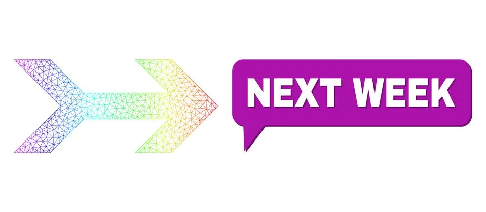 Spectral Mesh Gradient Arrow Right Icon and Next Week Conversation Bubble with イラスト素材