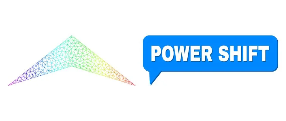 Spectral Mesh Gradient Arrowhead Up Icon and Power Shift Conversation Cloud with イラスト素材