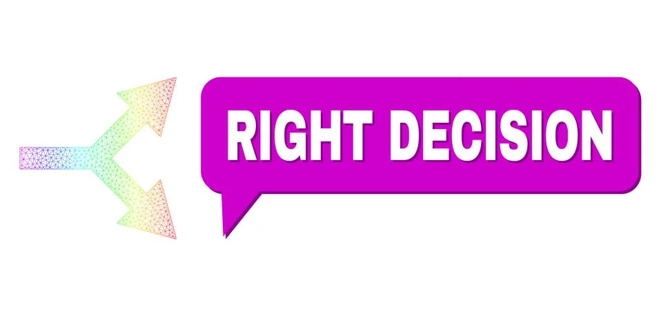 Spectral Mesh Gradient Bifurcation Arrow Right Icon and Right Decision Message Stock Illustration