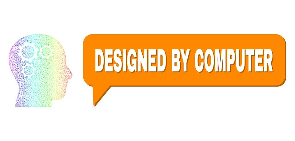 Spectral Mesh Gradient Brain Gears Icon and Designed by Computer Speech Bubble イラスト素材