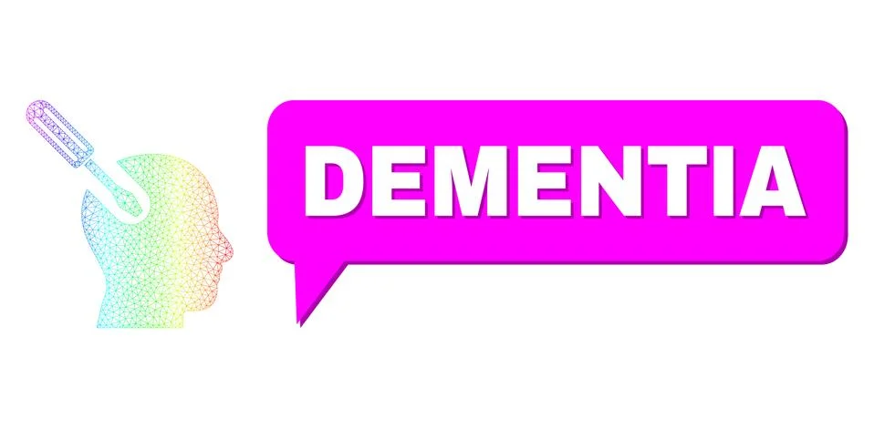 Spectral Mesh Gradient Brain Tool Icon and Dementia Chat Bubble with Shadow イラスト素材