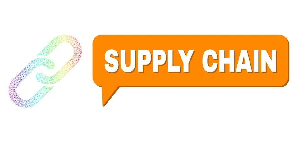 Spectral Mesh Gradient Chain Icon and Supply Chain Chat Cloud with Shadow イラスト素材