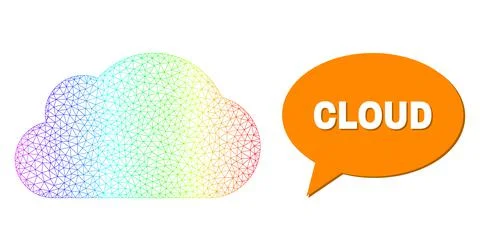 Spectral Mesh Gradient Cloud Icon and Cloud Conversation Frame with Shadow Stock Illustration