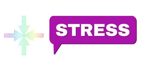 Spectral Mesh Gradient Compress Arrows Icon and Stress Chat Cloud with Shadow 스톡 일러스트