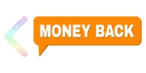 Spectral Mesh Gradient Direction Left Icon and Money Back Message Bubble with Stockillustratie