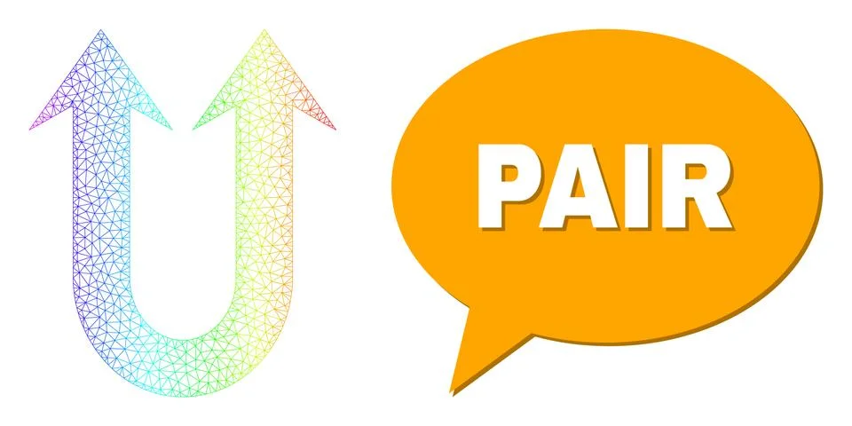 Spectral Mesh Gradient Double Forward Arrow Icon and Pair Chat Bubble with 스톡 일러스트