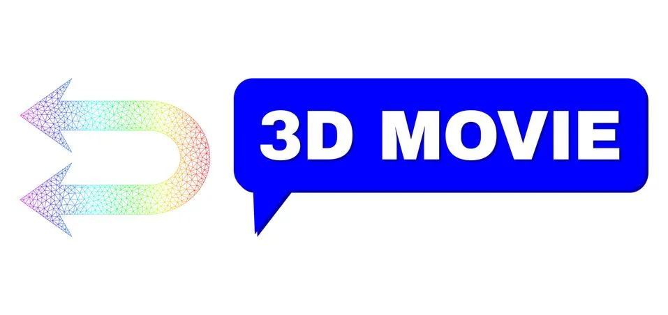 Spectral Mesh Gradient Double Left Arrow Icon and 3D Movie Chat Balloon with Stock Illustration