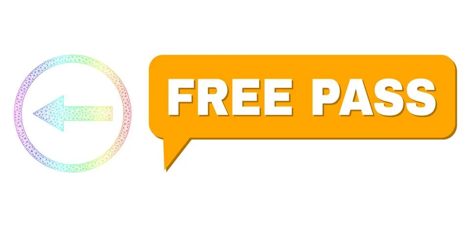 Spectral Mesh Gradient Left Rounded Arrow Icon and Free Pass Speech Bubble with イラスト素材
