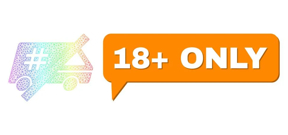 Spectral Mesh Gradient No Jail Car Icon and 18+ Only Chat Cloud with Shadow イラスト素材