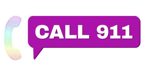 Spectral Mesh Gradient Phone Receiver Icon and Call 911 Chat Bubble with Shadow Stockillustratie