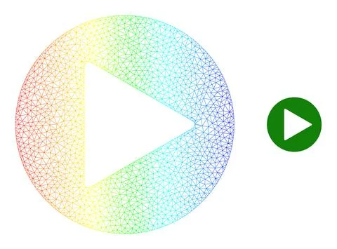 Spectral Mesh Gradient Play Button Icon Stock Illustration