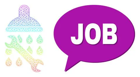 Spectral Mesh Gradient Shower Plumbing Icon and Job Conversation Frame with イラスト素材