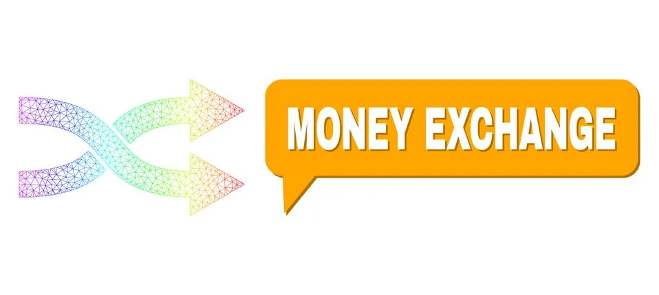 Spectral Mesh Gradient Shuffle Arrows Right Icon and Money Exchange Chat Cloud 스톡 일러스트