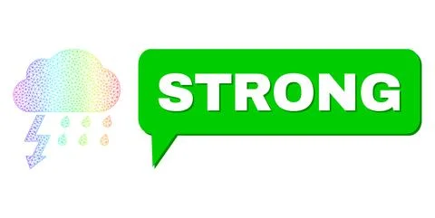 Spectral Mesh Gradient Thunderstorm Icon and Strong Message Bubble with Shadow Stock Illustration