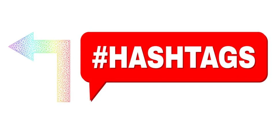 Spectral Mesh Gradient Turn Left Icon and #Hashtags Chat Bubble with Shadow イラスト素材