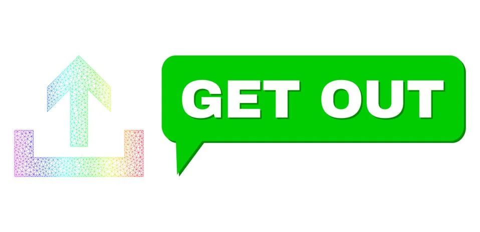 Spectral Mesh Gradient Upload Icon and Get Out Speech Balloon with Shadow イラスト素材