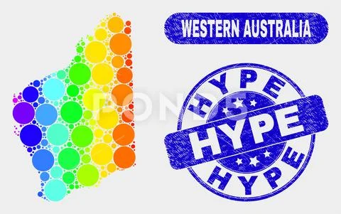 Spectral Mosaic Western Australia Map and Grunge Hype Seal ~ Clip Art ...